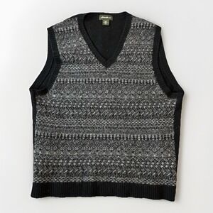 VTG‎ Eddie Bauer Sweater Vest WOOL Mens XL Tall V Neck 90s USA Eclectic Grandpa